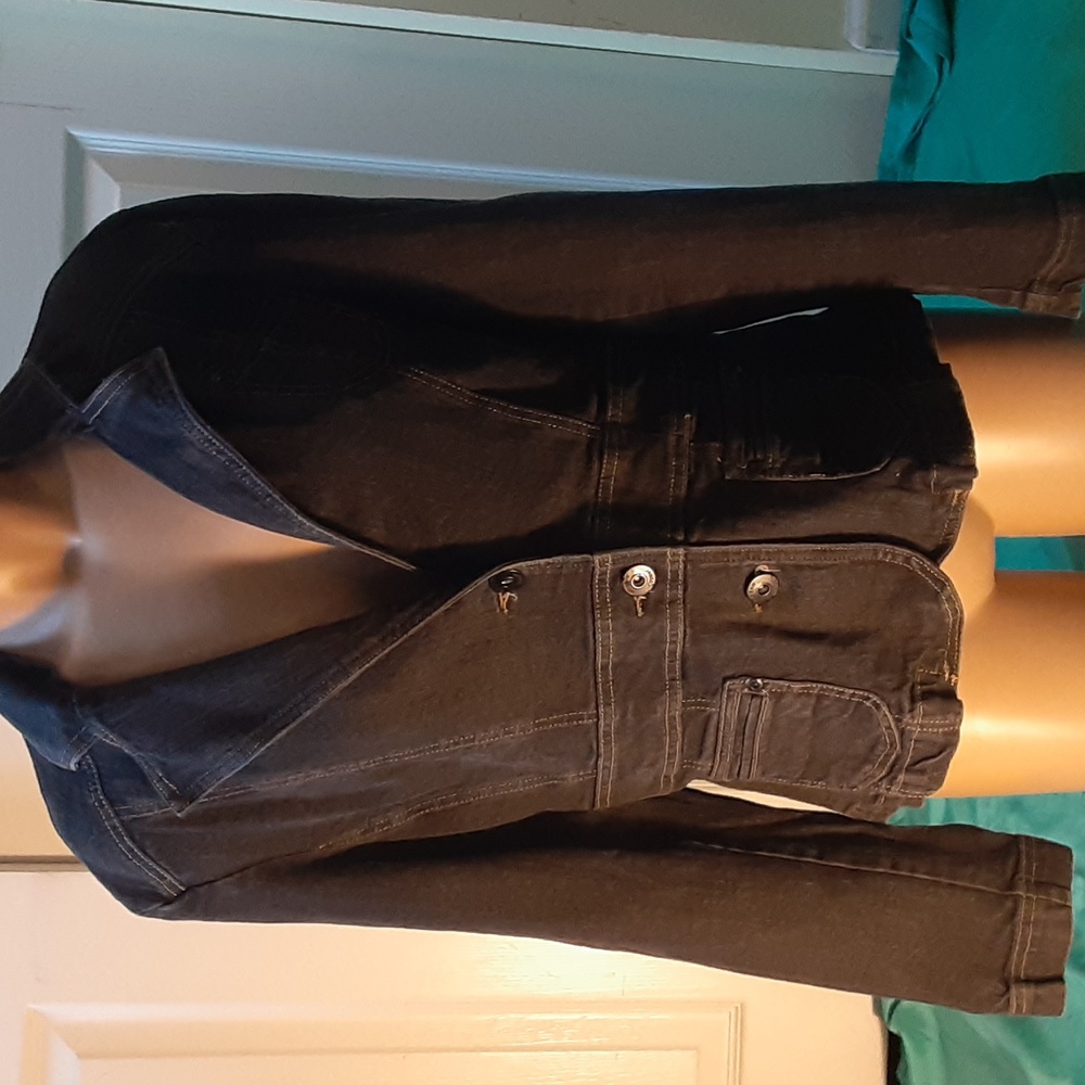 RIDER DARK WASH JEAN JACKET, SIZE XL